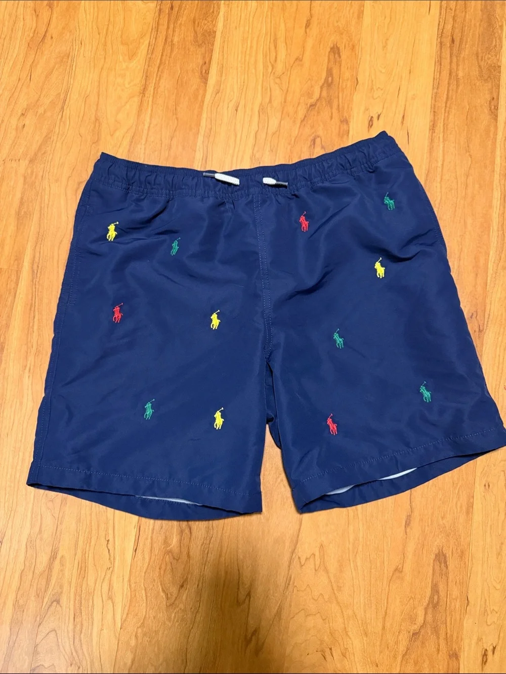 Polo by Ralph Lauren Navy Swim/Hybrid Shorts with Multicolor Pony Embroidery